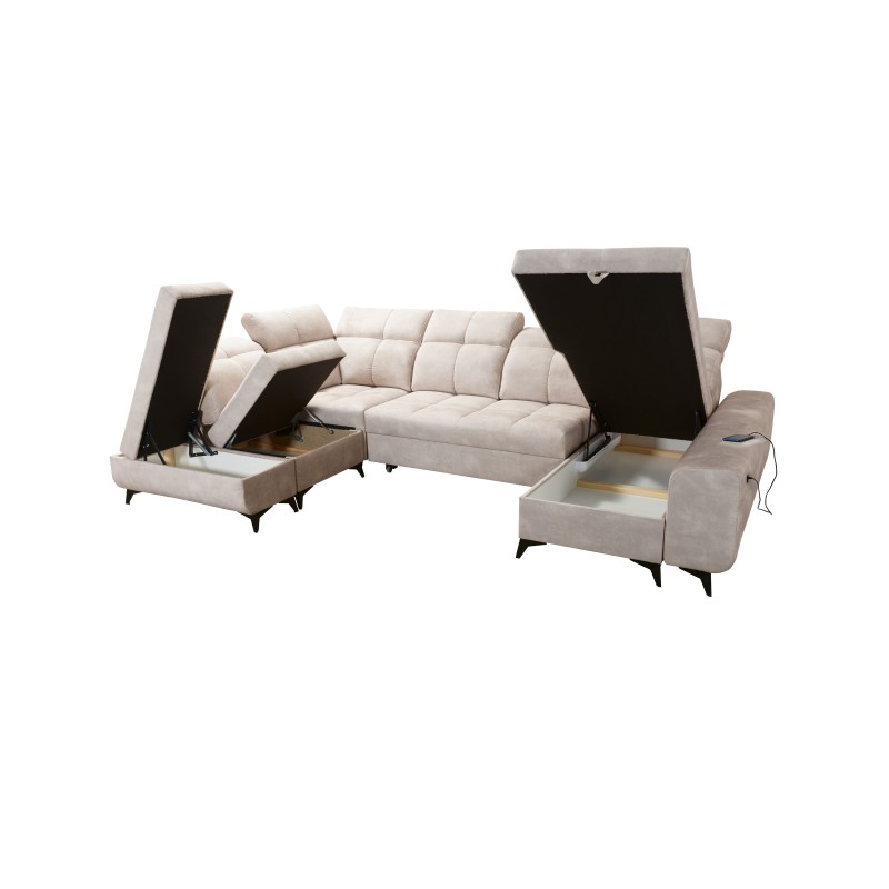 Esquina Ascot VI con función de cama, puerto USB y reposacabezas ajustables | Muebles Esquina Ascot VI con función de cama, puerto USB y reposacabezas ajustables | Muebles