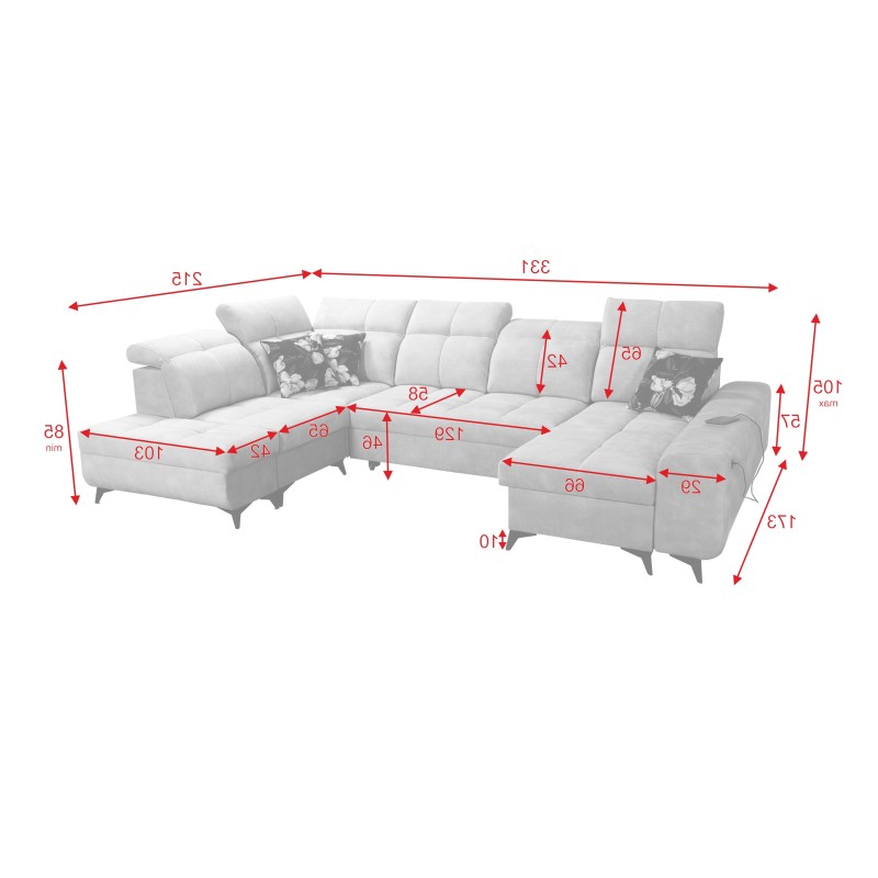 Esquina Ascot VI con función de cama, puerto USB y reposacabezas ajustables | Muebles Esquina Ascot VI con función de cama, puerto USB y reposacabezas ajustables | Muebles