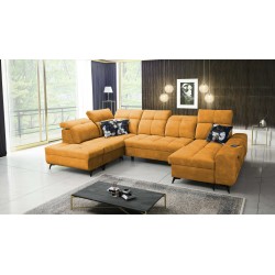 Ascot VI Corner Sofa with Sleeping Function, USB Port, and Adjustable Headrests | Furniture