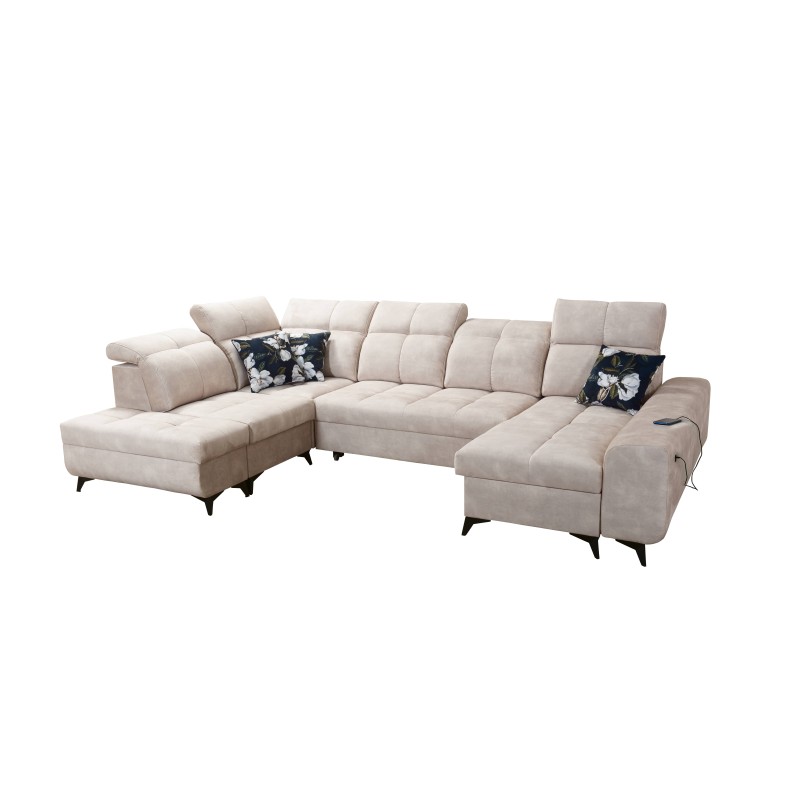 Esquina Ascot VI con función de cama, puerto USB y reposacabezas ajustables | Muebles Esquina Ascot VI con función de cama, puerto USB y reposacabezas ajustables | Muebles