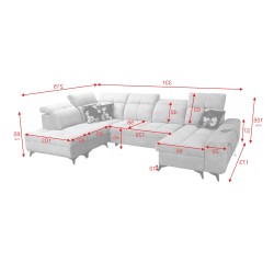 Esquina Ascot VI con función de cama, puerto USB y reposacabezas ajustables | Muebles Esquina Ascot VI con función de cama, puerto USB y reposacabezas ajustables | Muebles