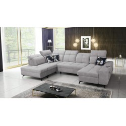 Ascot VI Corner Sofa with Sleeping Function, USB Port, and Adjustable Headrests | Furniture