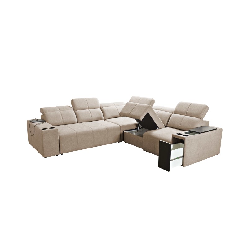 Milano III Mix Corner Sofa with Sleeping Function (Woven Fabric, Verita 28) | Your Living Room Full of Comfort Milano III Mix Corner Sofa with Sleeping Function (Woven Fabric, Verita 28) | Your Living Room Full of Comfort