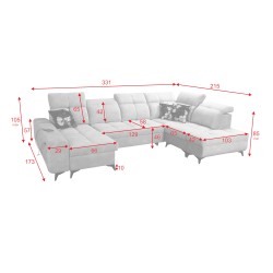 Esquina Ascot VI con función de cama, puerto USB y reposacabezas ajustables | Muebles Esquina Ascot VI con función de cama, puerto USB y reposacabezas ajustables | Muebles