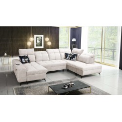 Ascot VI Corner Sofa with Sleeping Function, USB Port, and Adjustable Headrests | Furniture