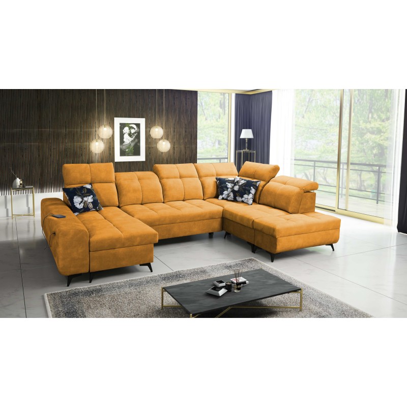 Ascot VI Corner Sofa with Sleeping Function, USB Port, and Adjustable Headrests | Furniture
