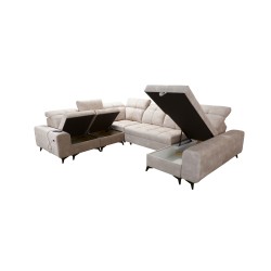 Sofá en forma de U Ascot VIII con función de cama | Tela de terciopelo, Wave 2 Sofá en forma de U Ascot VIII con función de cama | Tela de terciopelo, Wave 2