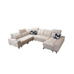 Sofá en forma de U Ascot VIII con función de cama | Tela de terciopelo, Wave 2 Sofá en forma de U Ascot VIII con función de cama | Tela de terciopelo, Wave 2