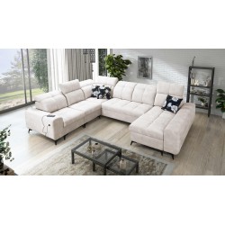 Ecksofa in U-Form Ascot VIII mit Schlaffunktion | Samtstoff, Wave 1