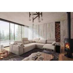 Milano III Mix Corner Sofa with Sleeping Function (Woven Fabric, Verita 09) | Your Living Room Full of Comfort