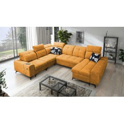 U-förmiges Ecksofa Ascot VIII mit Schlaffunktion | Samtstoff, Wave 5