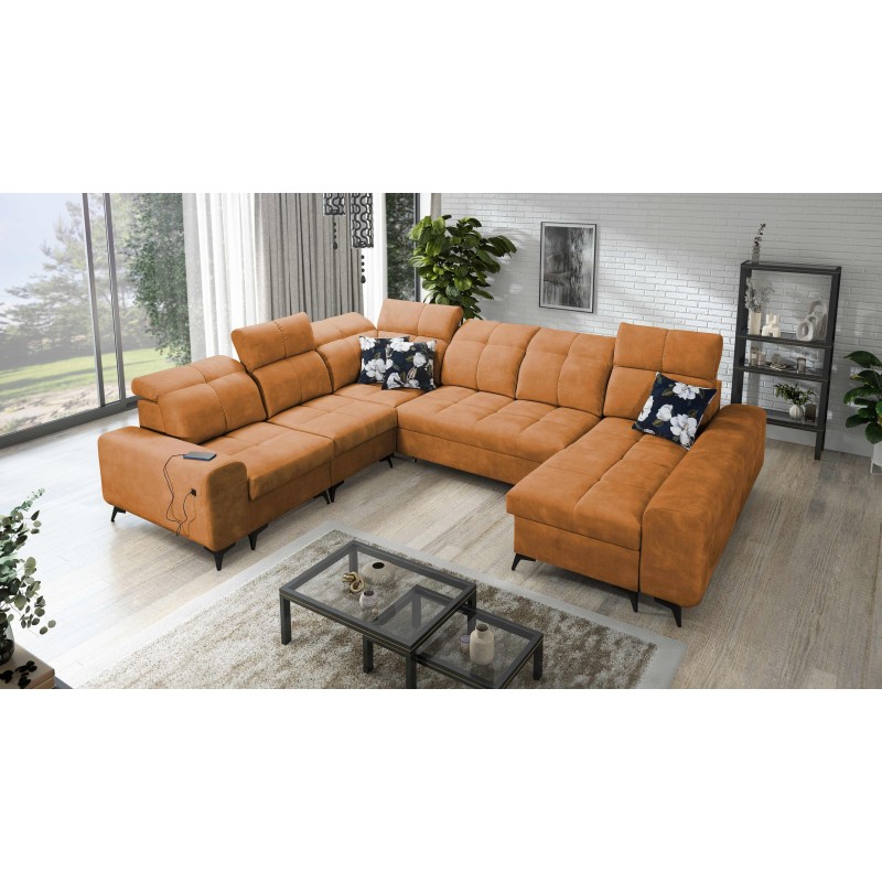U-förmiges Ecksofa Ascot VIII mit Schlaffunktion | Samtstoff, Wave 6 U-förmiges Ecksofa Ascot VIII mit Schlaffunktion | Samtstoff, Wave 6