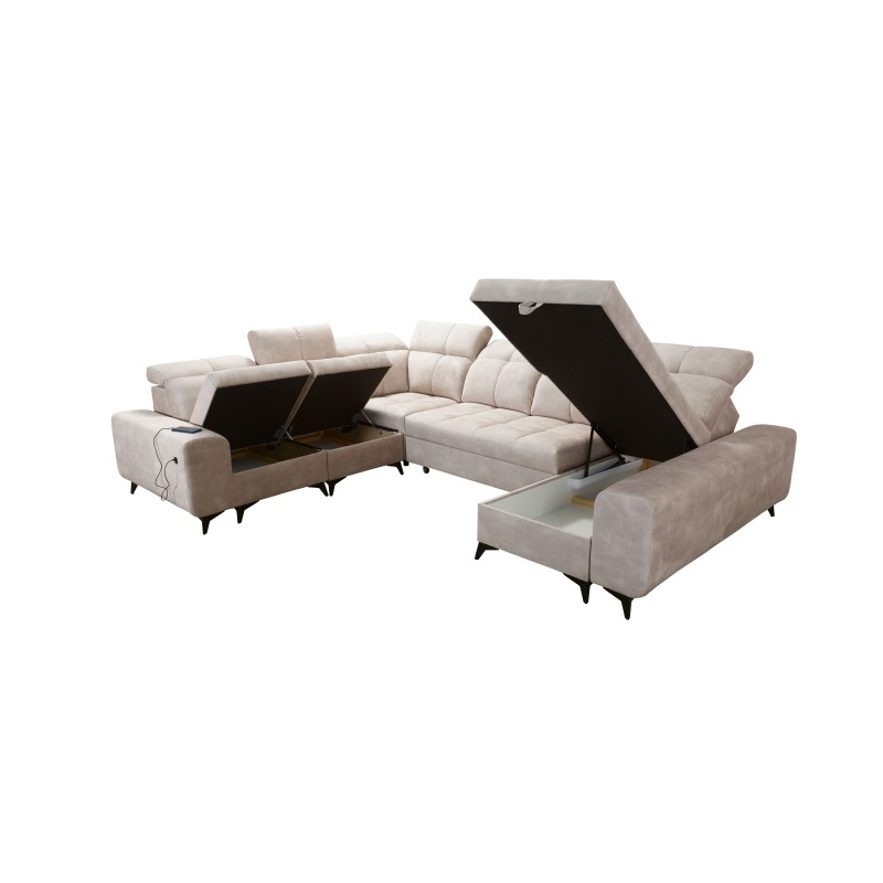 U-förmiges Ecksofa Ascot VIII mit Schlaffunktion | Samtstoff, Wave 6 U-förmiges Ecksofa Ascot VIII mit Schlaffunktion | Samtstoff, Wave 6