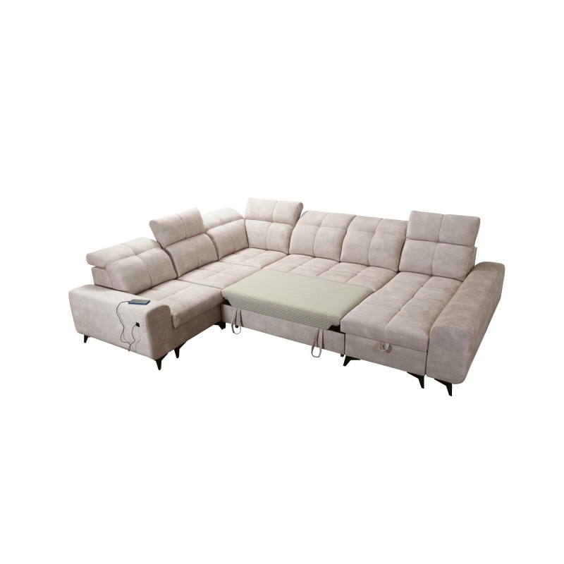 U-förmiges Ecksofa Ascot VIII mit Schlaffunktion | Samtstoff, Wave 6 U-förmiges Ecksofa Ascot VIII mit Schlaffunktion | Samtstoff, Wave 6