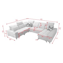 U-förmiges Ecksofa Ascot VIII mit Schlaffunktion | Samtstoff, Wave 6 U-förmiges Ecksofa Ascot VIII mit Schlaffunktion | Samtstoff, Wave 6