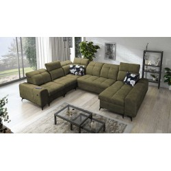 U-förmiges Ecksofa Ascot VIII mit Schlaffunktion | Samtstoff, Wave 11 U-förmiges Ecksofa Ascot VIII mit Schlaffunktion | Samtstoff, Wave 11
