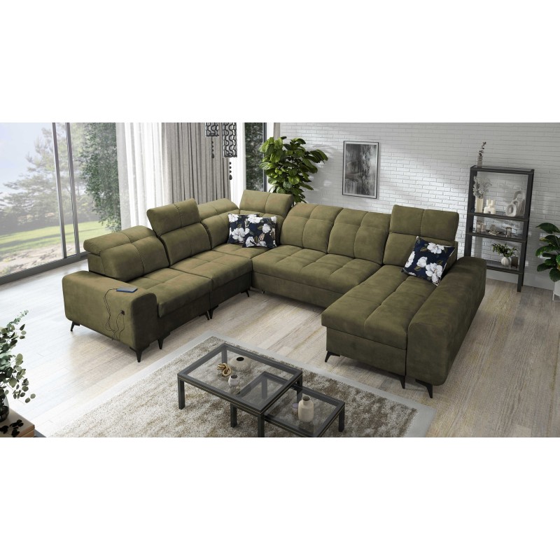 U-förmiges Ecksofa Ascot VIII mit Schlaffunktion | Samtstoff, Wave 11 U-förmiges Ecksofa Ascot VIII mit Schlaffunktion | Samtstoff, Wave 11