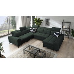 U-förmiges Sofa Ascot VIII mit Schlaffunktion | Samtstoff, Wave 12
