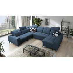 U-förmiges Ecksofa Ascot VIII mit Schlaffunktion | Samtstoff, Wave 14