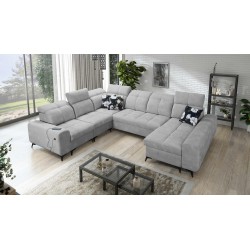 Ecksofa in U-Form Ascot VIII mit Schlaffunktion | Samtstoff, Wave 15