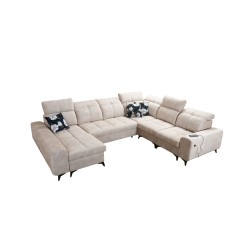Sofá en forma de U Ascot VIII con función de cama | Tela de terciopelo, Wave 2 Sofá en forma de U Ascot VIII con función de cama | Tela de terciopelo, Wave 2