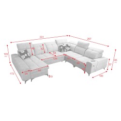 U-förmiges Ecksofa Ascot VIII mit Schlaffunktion | Samtstoff, Wave 2 U-förmiges Ecksofa Ascot VIII mit Schlaffunktion | Samtstoff, Wave 2