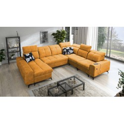 U-förmiges Ecksofa Ascot VIII mit Schlaffunktion | Samtstoff, Wave 5