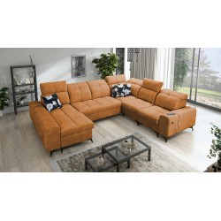 U-förmiges Ecksofa Ascot VIII mit Schlaffunktion | Samtstoff, Wave 6