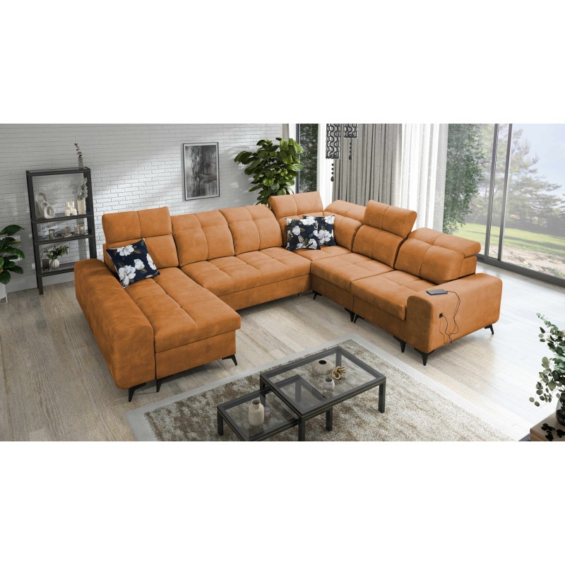 U-förmiges Ecksofa Ascot VIII mit Schlaffunktion | Samtstoff, Wave 6 U-förmiges Ecksofa Ascot VIII mit Schlaffunktion | Samtstoff, Wave 6