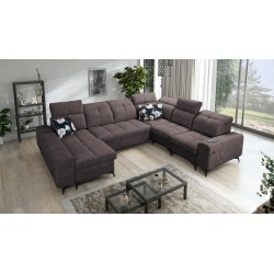 U-förmiges Ecksofa Ascot VIII mit Schlaffunktion | Veloursstoff, Wave 10