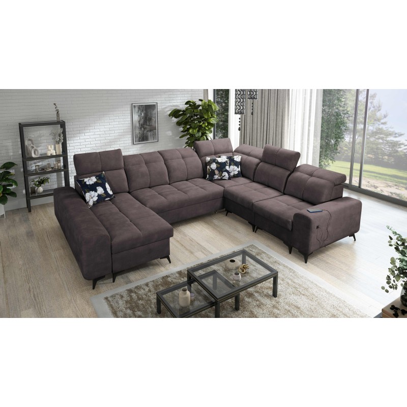 U-förmiges Ecksofa Ascot VIII mit Schlaffunktion | Veloursstoff, Wave 10 U-förmiges Ecksofa Ascot VIII mit Schlaffunktion | Veloursstoff, Wave 10