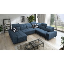 U-förmiges Ecksofa Ascot VIII mit Schlaffunktion | Samtstoff, Wave 14