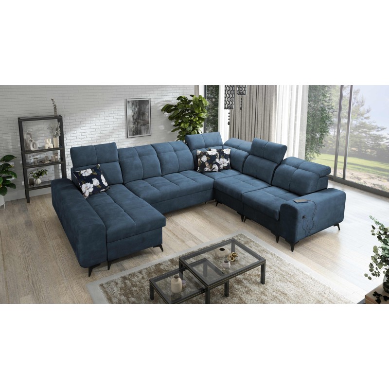 U-förmiges Ecksofa Ascot VIII mit Schlaffunktion | Samtstoff, Wave 14 U-förmiges Ecksofa Ascot VIII mit Schlaffunktion | Samtstoff, Wave 14