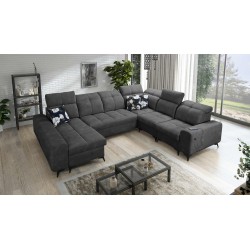U-förmiges Ecksofa Ascot VIII mit Schlaffunktion | Samtstoff, Wave 16