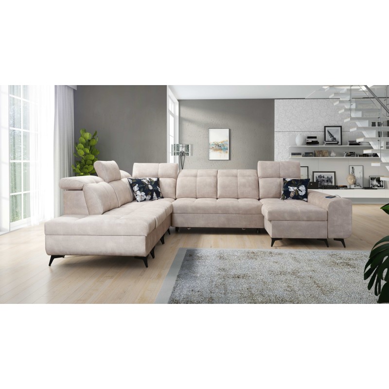Functional U-shaped corner sofa Ascot X with Velour fabric, Wave 2 | Furniture store
