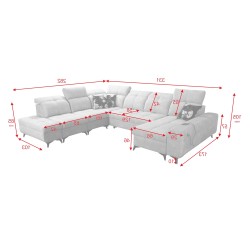 Sofá esquinero funcional en forma de U Ascot X con tela de terciopelo, Wave 2 | Tienda de muebles Sofá esquinero funcional en forma de U Ascot X con tela de terciopelo, Wave 2 | Tienda de muebles