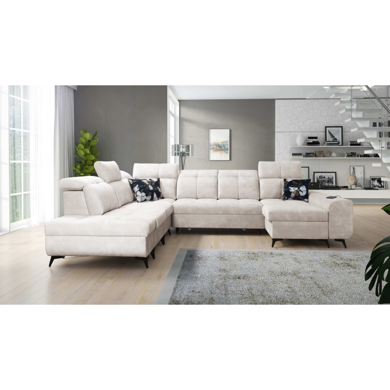 Functional U-shaped corner sofa Ascot X with Velvet fabric, Wave 1 | Furniture store