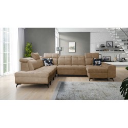 Functional U-shaped corner sofa Ascot X with Velvet fabric, Wave 4 | Furniture store