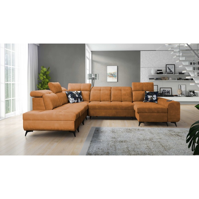 Sofá esquinero funcional en forma de U Ascot X con tela de terciopelo, Wave 6 | Tienda de muebles Sofá esquinero funcional en forma de U Ascot X con tela de terciopelo, Wave 6 | Tienda de muebles