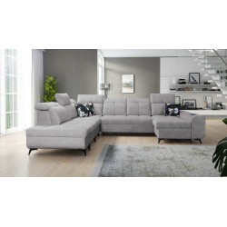 Functional U-shaped corner sofa Ascot X with Velvet fabric, Wave 15 | Furniture store