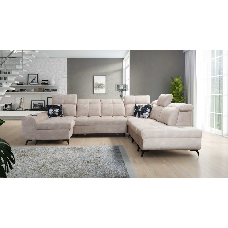 Functional U-shaped corner sofa Ascot X with Velour fabric, Wave 2 | Furniture store