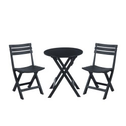 Set Klapptisch + 2 Stühle (schwarz)
