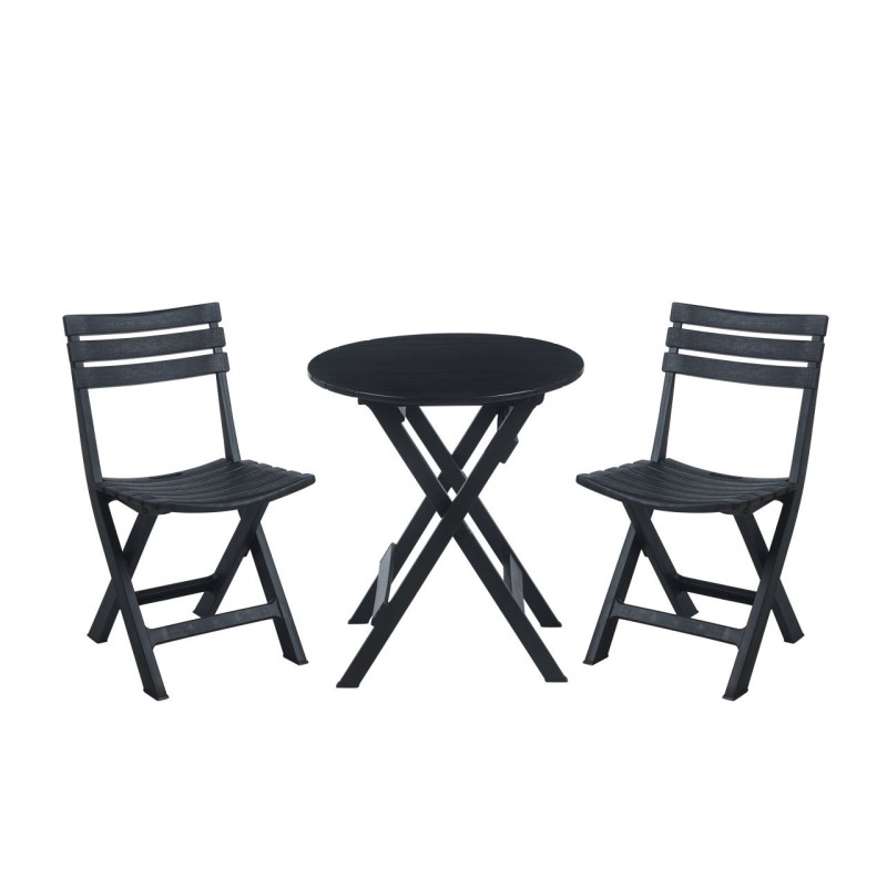 Set Klapptisch + 2 Stühle (schwarz)