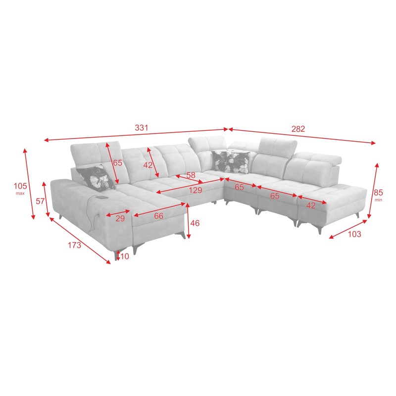 Funktionales Ecksofa in U-Form Ascot X mit Veloursstoff, Wave 1 | Möbelgeschäft Funktionales Ecksofa in U-Form Ascot X mit Veloursstoff, Wave 1 | Möbelgeschäft