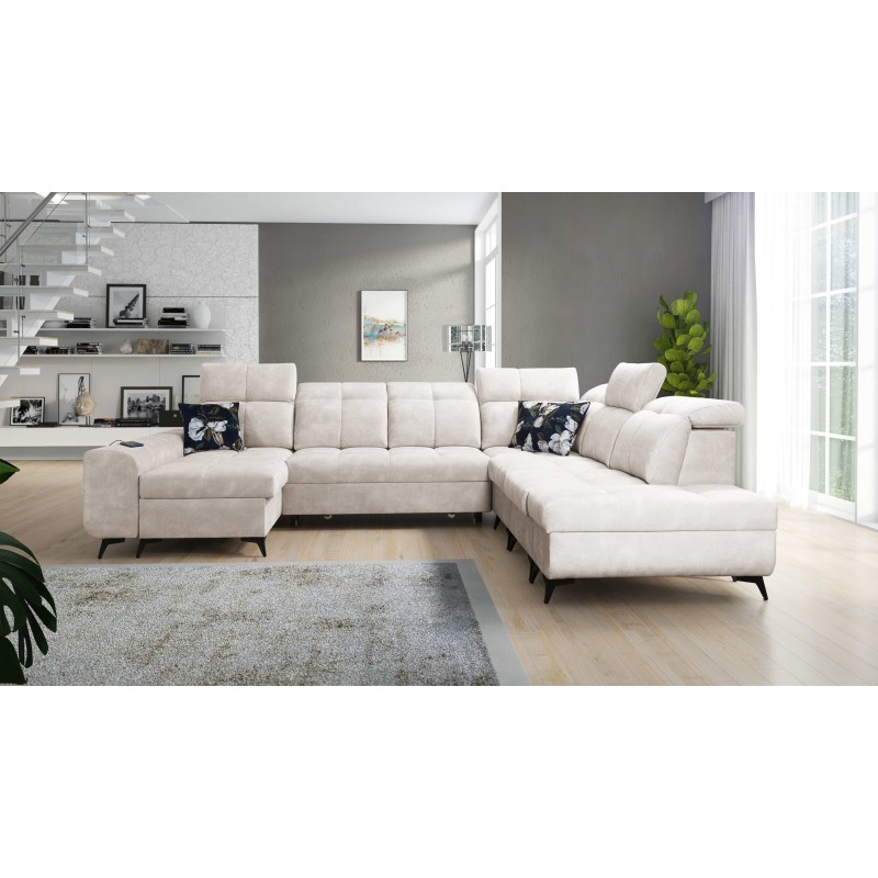 Functional U-shaped corner sofa Ascot X with Velvet fabric, Wave 1 | Furniture store