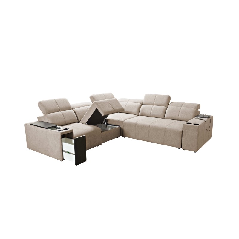 Milano III Mix Corner Sofa with Sleeping Function (Weave, Verita 75) | Your Living Room Full of Comfort Milano III Mix Corner Sofa with Sleeping Function (Weave, Verita 75) | Your Living Room Full of Comfort