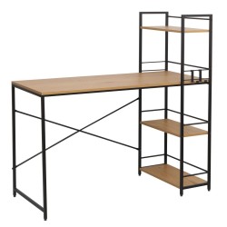 Schreibtisch mit Regal (natürliche Eiche/schwarzes Gestell)