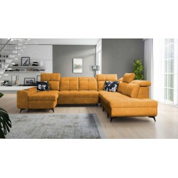 Funktionales U-förmiges Ecksofa Ascot X mit Veloursstoff, Wave 5 | Möbelladen