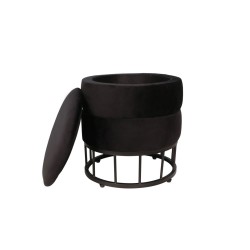 Velours-Pouf (schwarz)