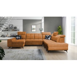 Funktionales Ecksofa in U-Form Ascot X mit Samtstoff, Wave 6 | Möbelgeschäft
